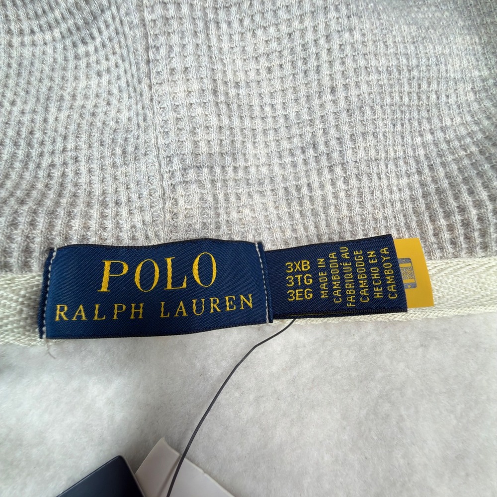 Polo Ralph Lauren Mens 3XB Zip Hoodie Grey Heather Fleece Waffle Lined NWT - Picture 5 of 10